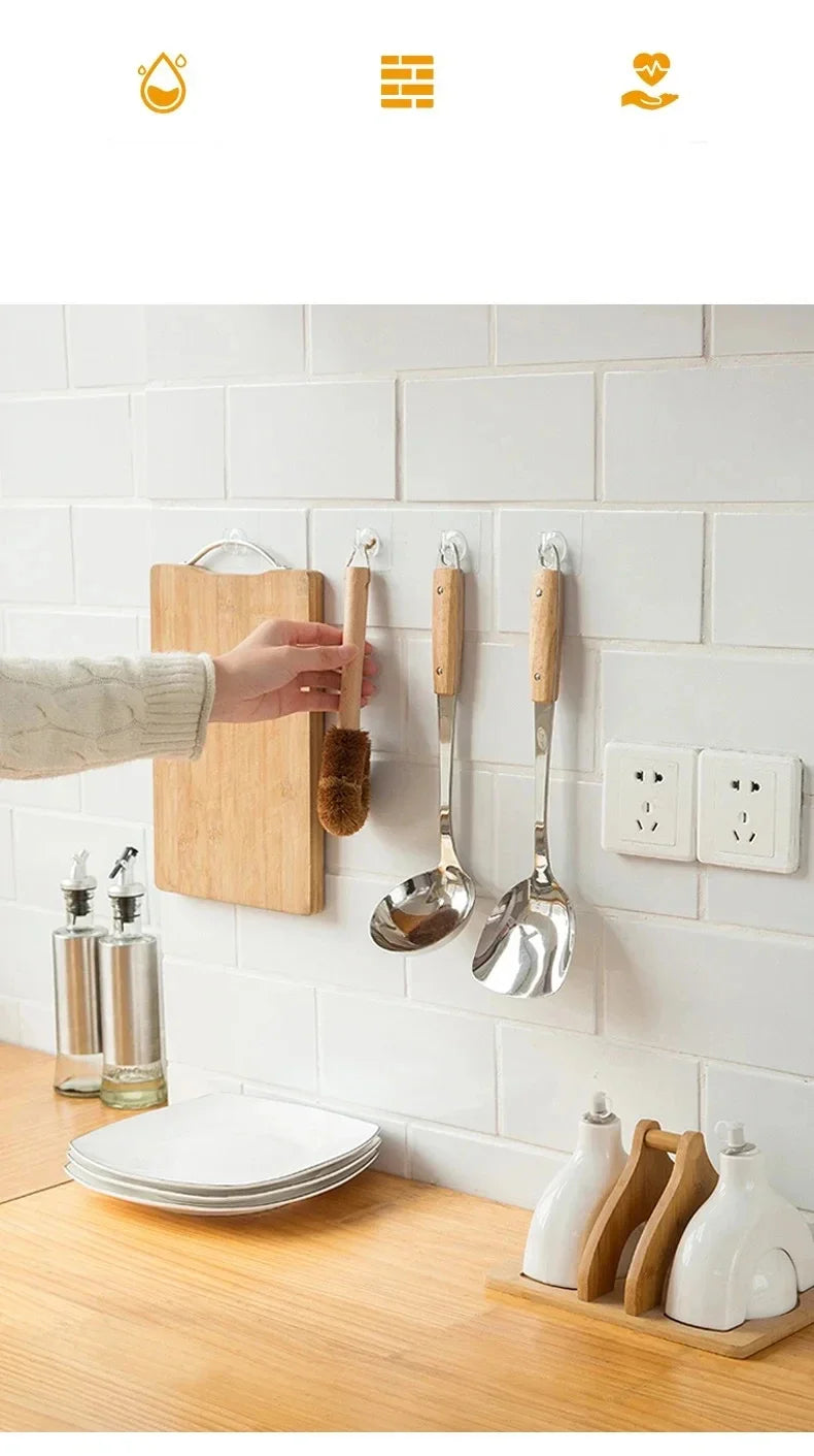 Adhesive Wall Hooks Heavy Duty Clear Non Marking Hangers Set