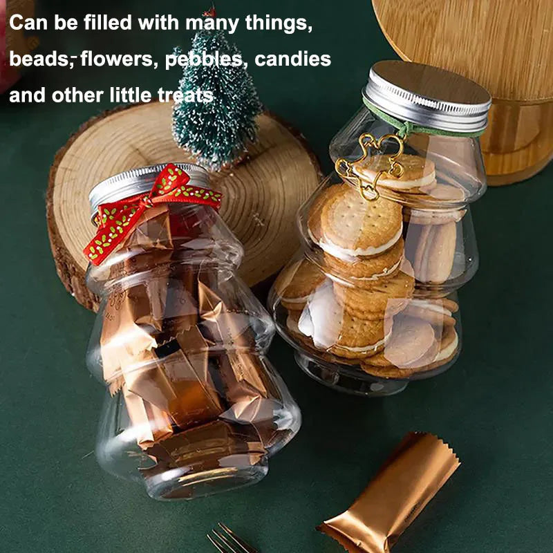 500ml Christmas Tree Candy Jar Plastic Cookie Storage Container Bottle - 7