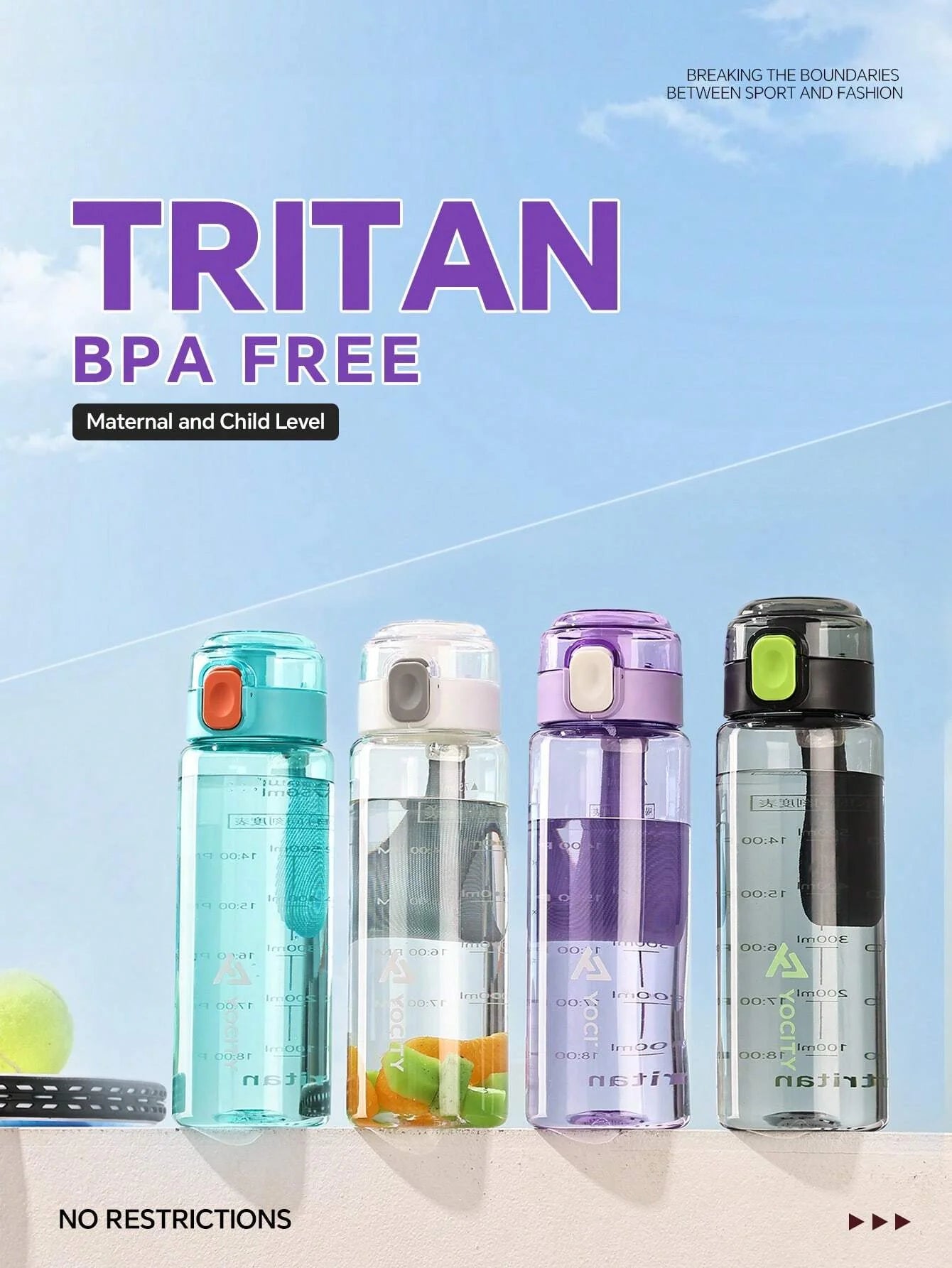 750ml Tritan Sports Water Bottle BPA Free Leak Proof Gym Fitness Cup - 1