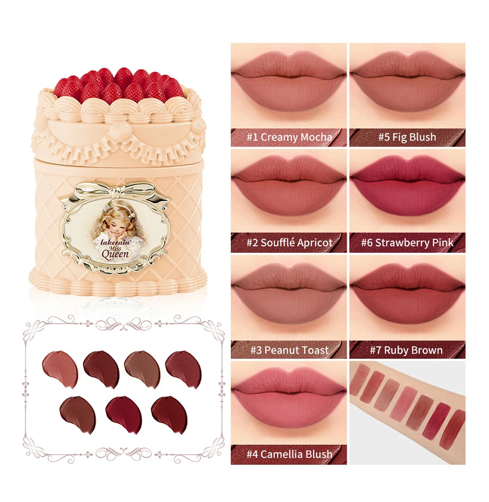 Strawberry Cake Lip Mud Matte Velvet Lipstick - 8