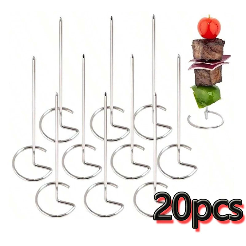Stainless Steel Kabob Skewers Reusable BBQ Grilling Sticks Set
