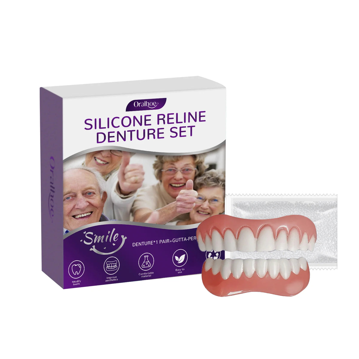 Cosmetic Denture Set Instant Smile Upper and Lower Teeth Cover