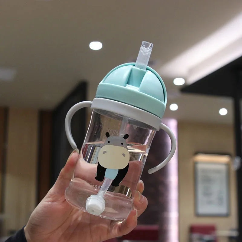 Kids 350ml Gravity Straw Cup Leakproof Training Feeding Bottle - 11
