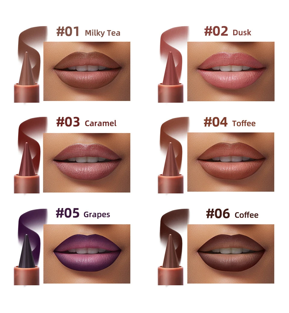 Waterproof Nude Brown Lip Liner Pencil Contour Makeup Tint - 10