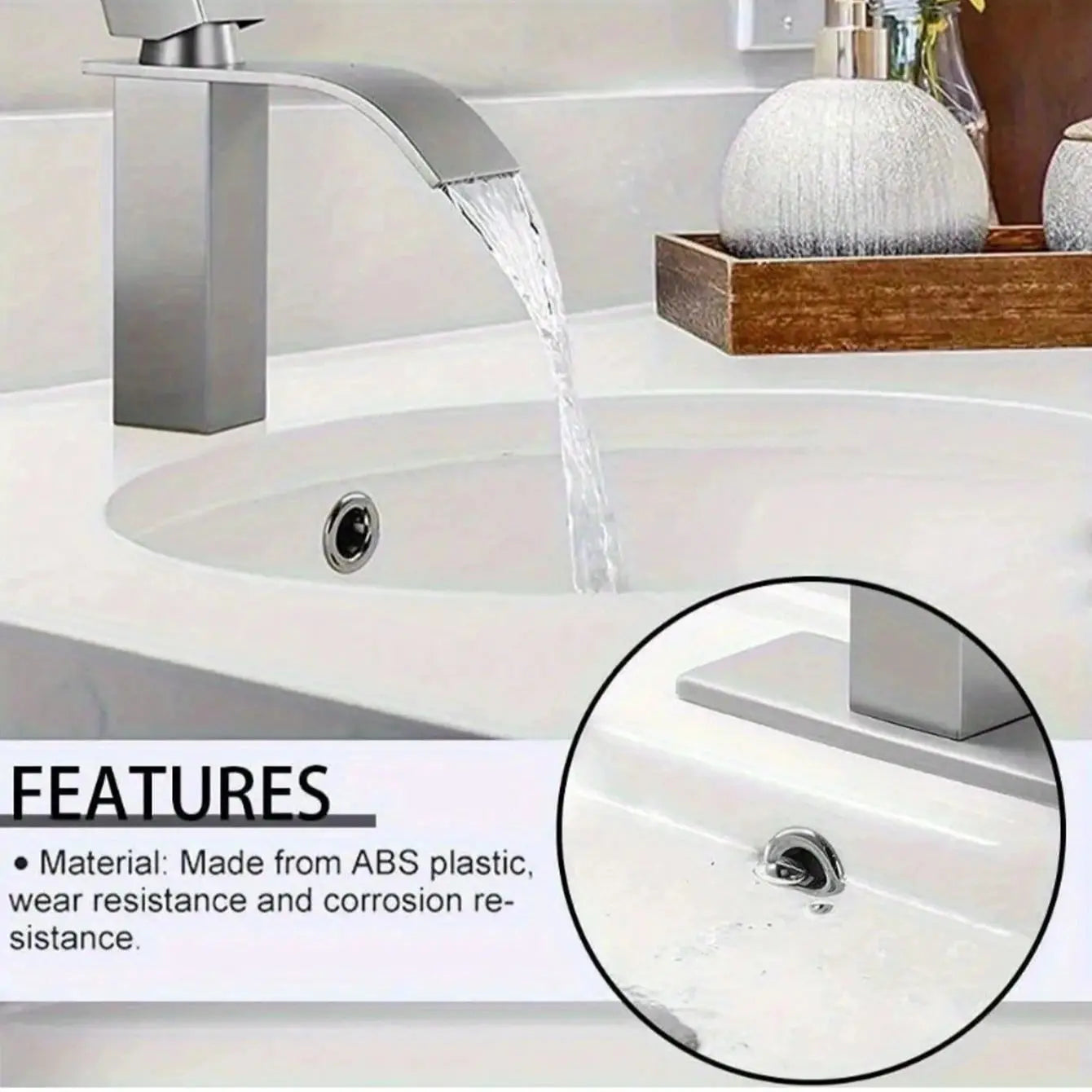 Bathroom Sink Overflow Cover Ring Chrome Basin Drain Cap Replacement - 8