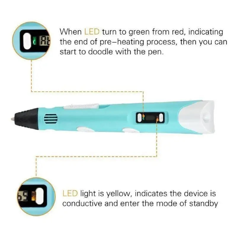 Kids 3D Printing Pen DIY Drawing Pen & Filament Toy - 6
