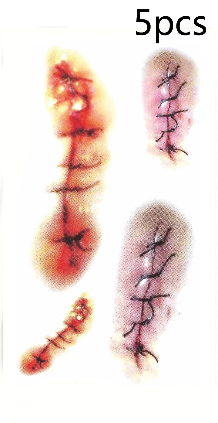 Halloween Scar Tattoos Realistic Blood Clot Makeup Stickers for Cosplay - 18