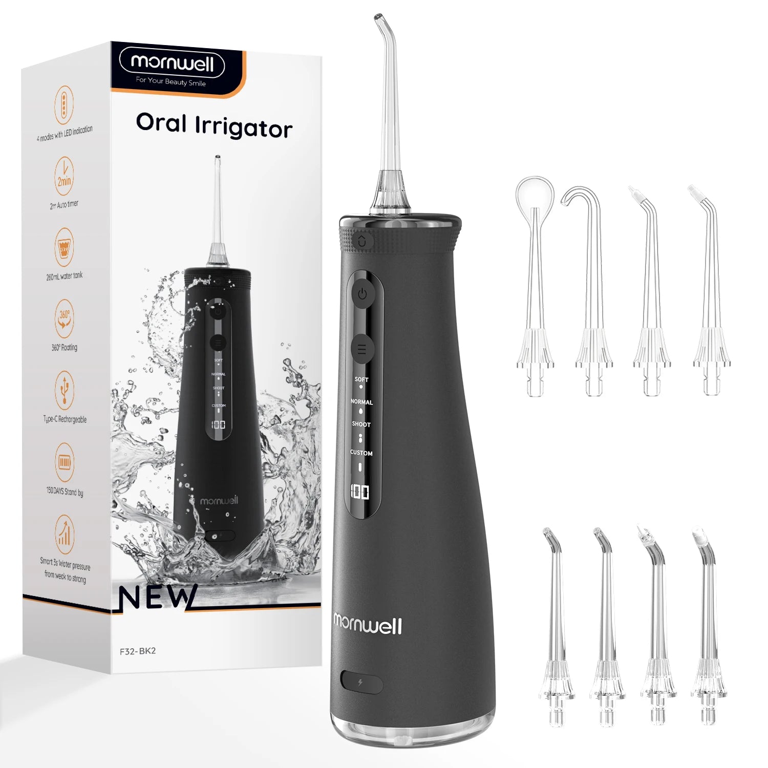 Mornwell F32 Water Flosser Oral Irrigator Teeth Cleaner - 14