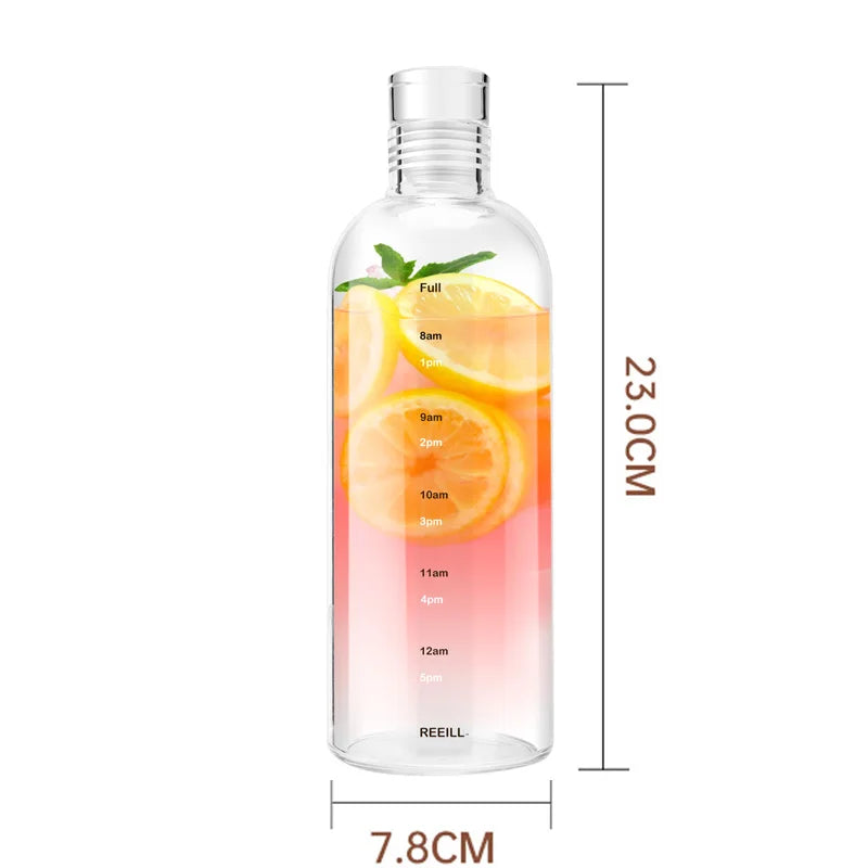 Clear Sports Water Bottle with Time Marker Leak Proof Gym Drinking Cup - 14