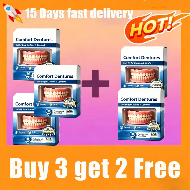 Silicone Fake Teeth Natural Dentures Comfort Fit Smile Braces