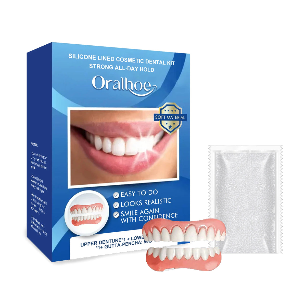 Silicone Cosmetic Dental Kit Upper Lower Fake Teeth Instant Smile