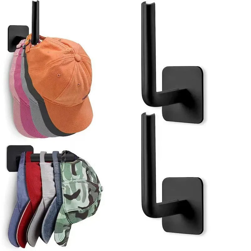 Adhesive Hat Rack Wall Hooks No Punching Cap Organizer Hanger 4 Pack - 12