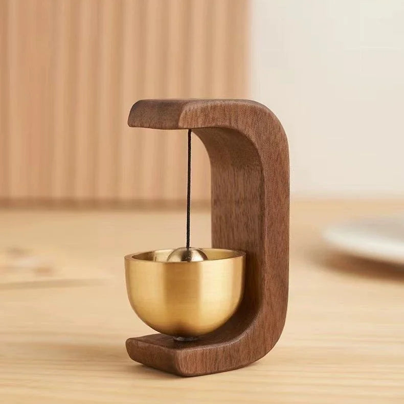 Magnetic Wood Doorbell Brass Wind Chime for Entryway and Home Decor