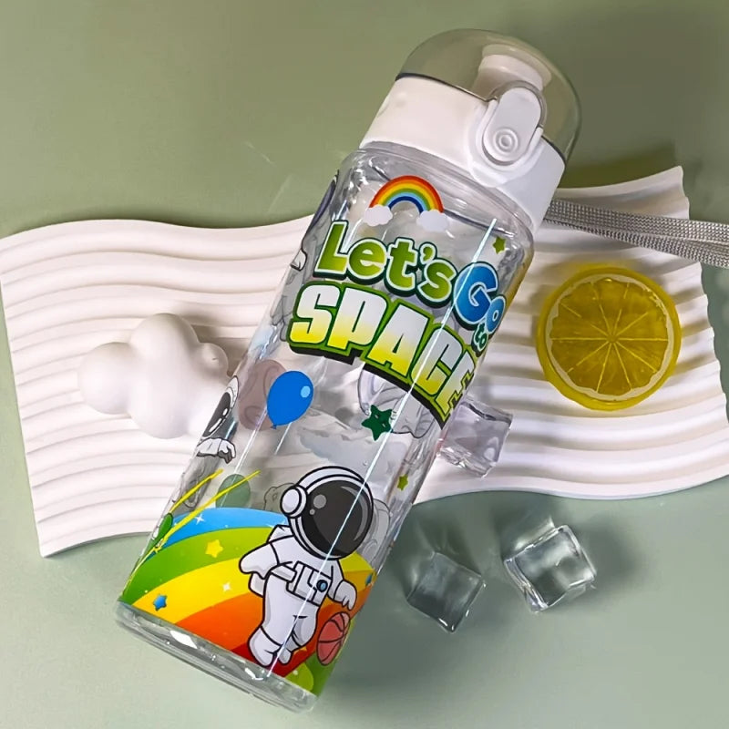 780ml Cartoon Astronaut Sports Water Bottle with Sealed Lid and Strap