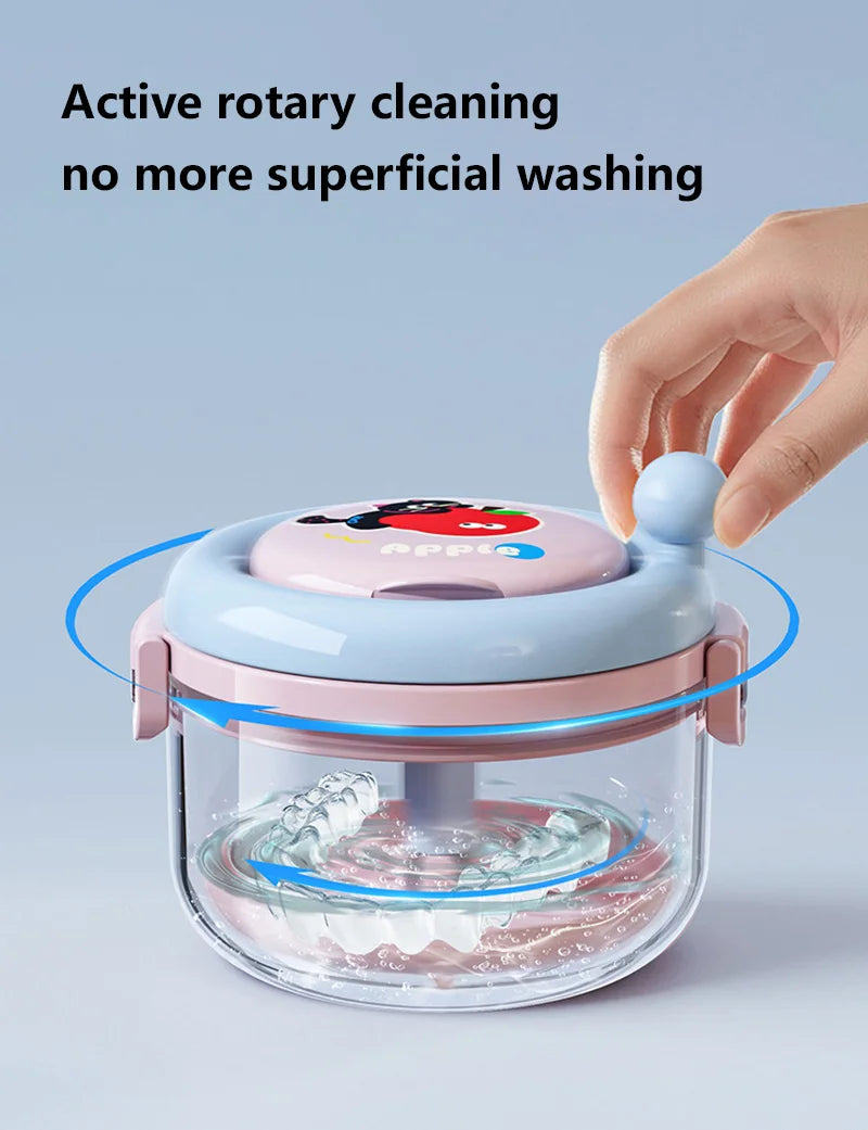 Denture Cleaning Box Storage Container With Drainage Tray