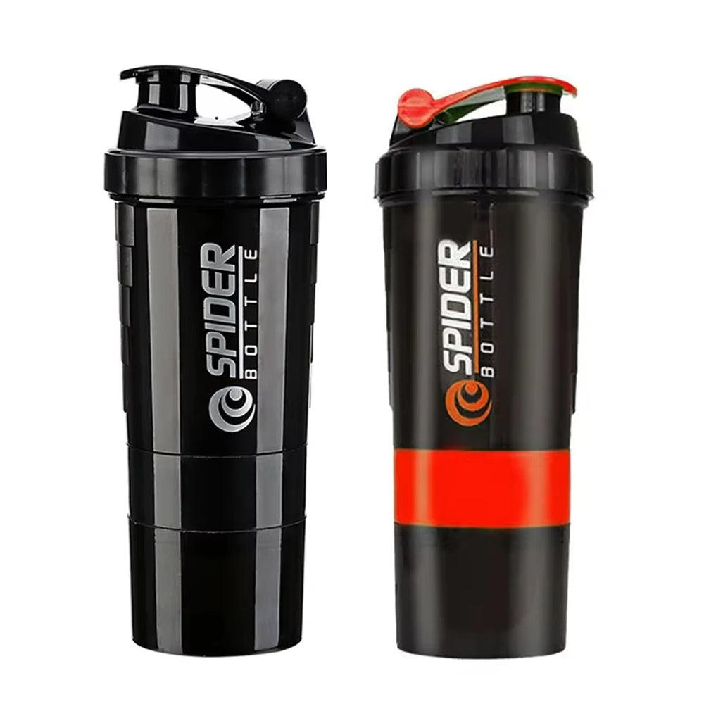 Spider Protein Shaker Bottle 3 Layer Gym Mixer Cup Leak Proof - 1