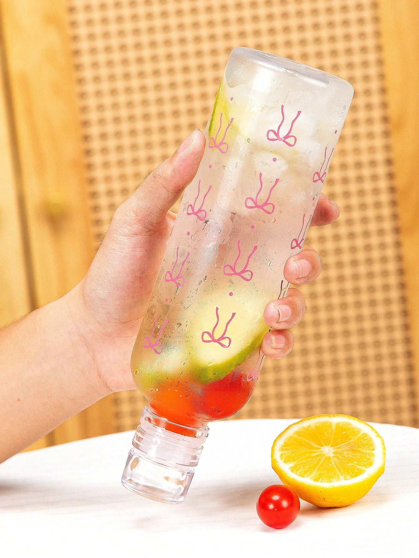 500ml Bow Print Water Bottle Leakproof Reusable Plastic Sports Cup - 14