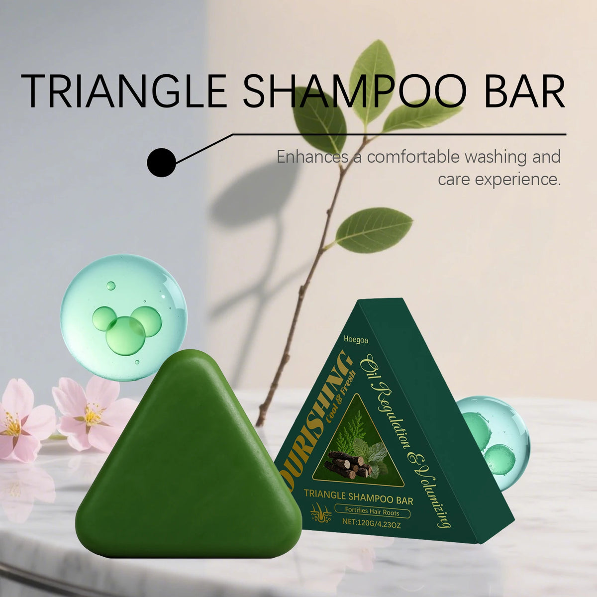 Triangle Green Hair Growth Shampoo Bar Herbal Anti Hair Loss Soap