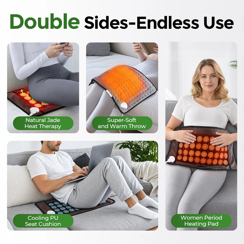 Natural Jade Stone Heating Pad Hot Compress Timing Mat - 15