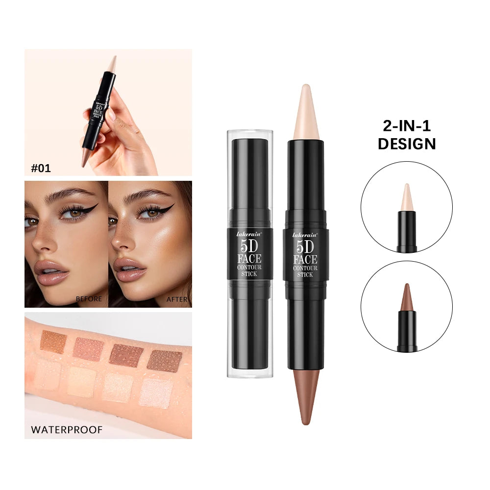 Dual-Ended Contour & Highlighter Stick Waterproof Face Bronzer - 2