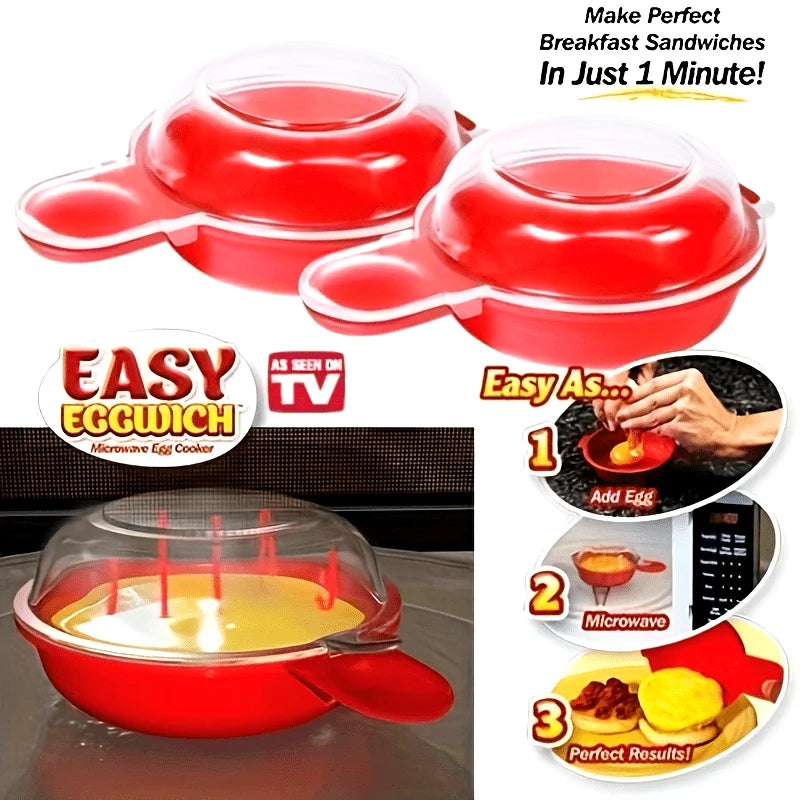 2PCS Microwave Egg Cooker Poacher Nonstick Fast Breakfast Maker Tool - 2