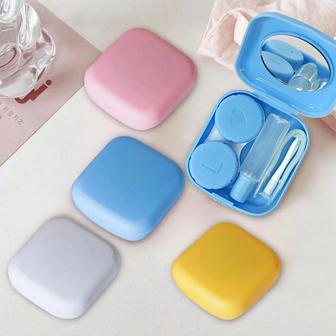 Portable Contact Lens Case Kit with Mirror Travel Storage Box - 7