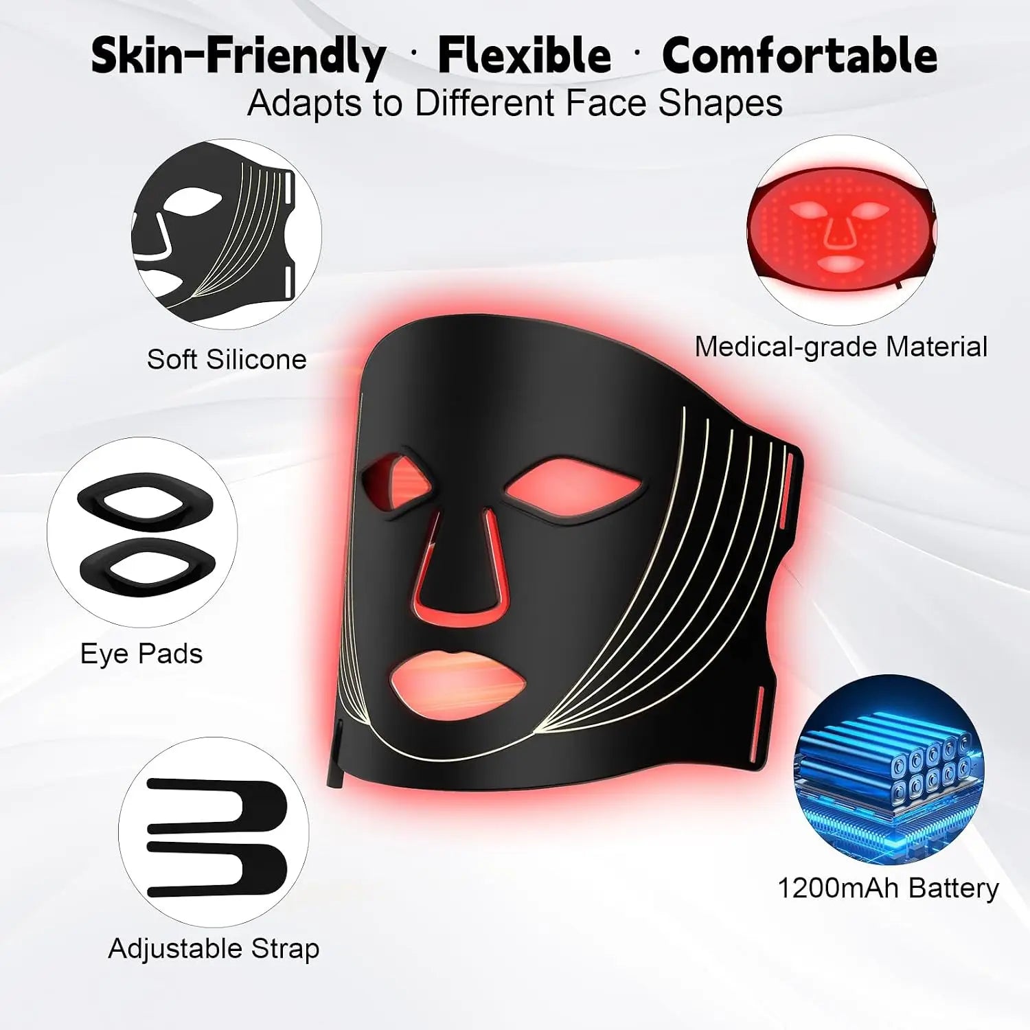 LED Face Mask 7 Colors Silicone Facial Beauty Mask Skin Care Device - 4