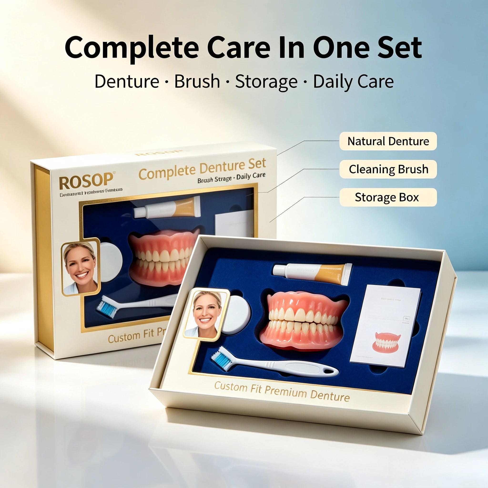 Silicone Complete Denture Set Natural Cosmetic False Teeth - 9