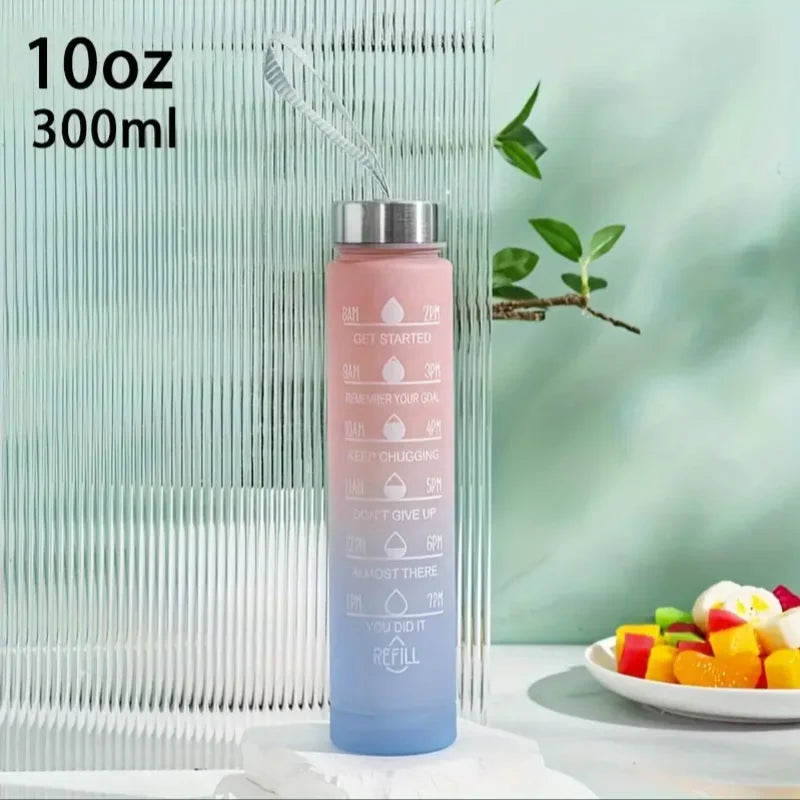Motivational Water Bottle with Time Marker Leakproof Sport Fitness Jug - 13
