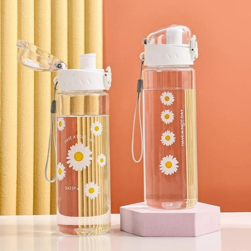 780ml Daisy Flower Water Bottle Leakproof Clear Sports Gym Flask - 2