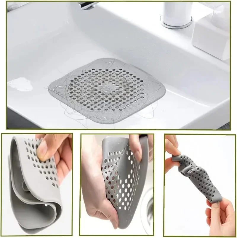 Silicone Shower Drain Hair Catcher Kitchen Sink Strainer Plug Filter