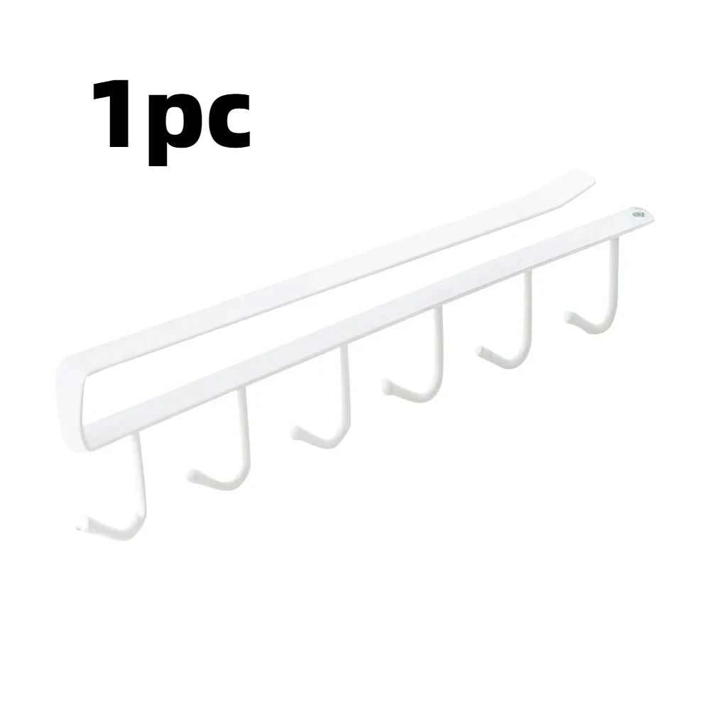Under Cabinet Mug Holder 6 Hook Kitchen Storage Rack Organizer Hanger - 17