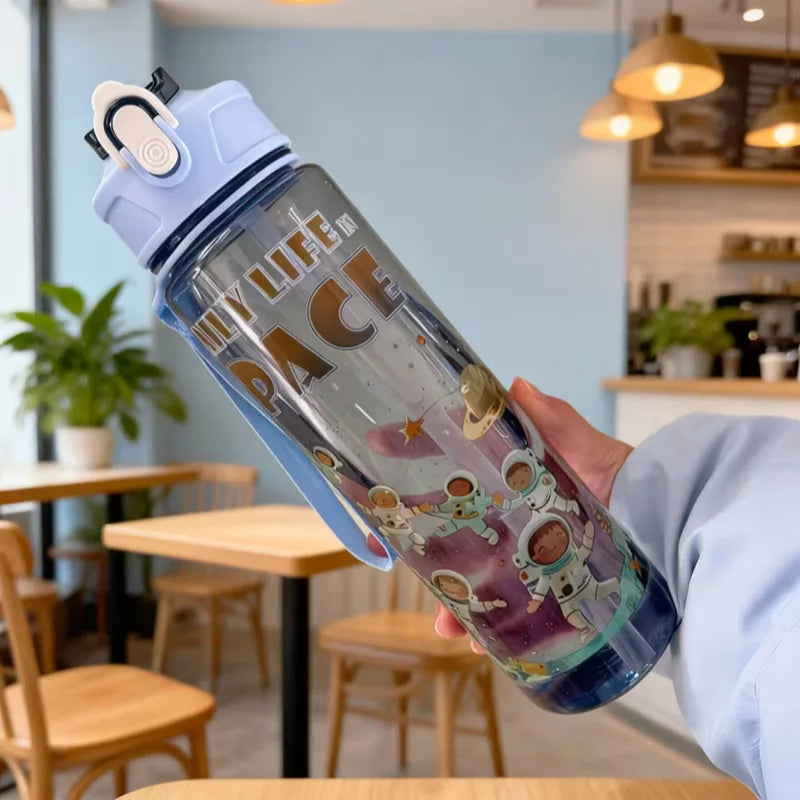 750ML Astronaut Water Bottle Sport Straw Cup with Bouncy Lid