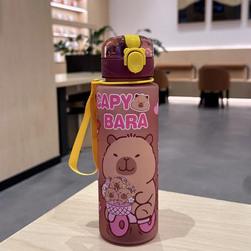 750ml Capybara Water Bottle Leakproof Straw Cup Portable Sports Flask - 10