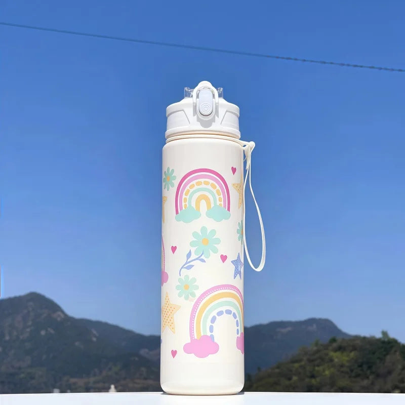 750ml Dinosaur Water Bottle for Kids Leakproof Sippy Cup with Straw