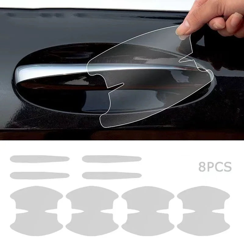 8Pcs Carbon Fiber Car Door Handle Protector Scratch Guard Film Sticker - 7