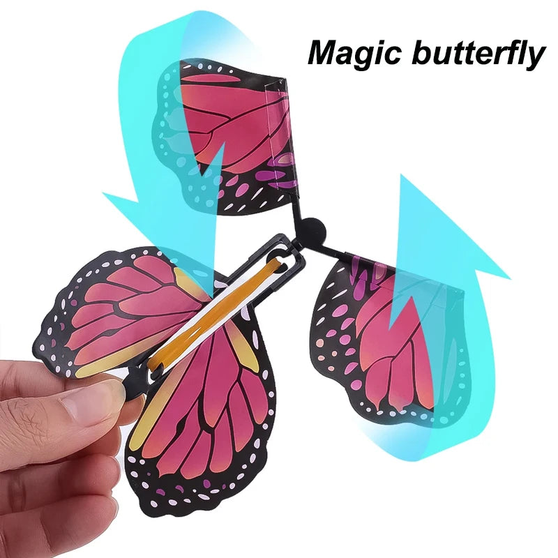 Magic Flying Butterfly Wind Up Toy Surprise Greeting Card Prop - 8