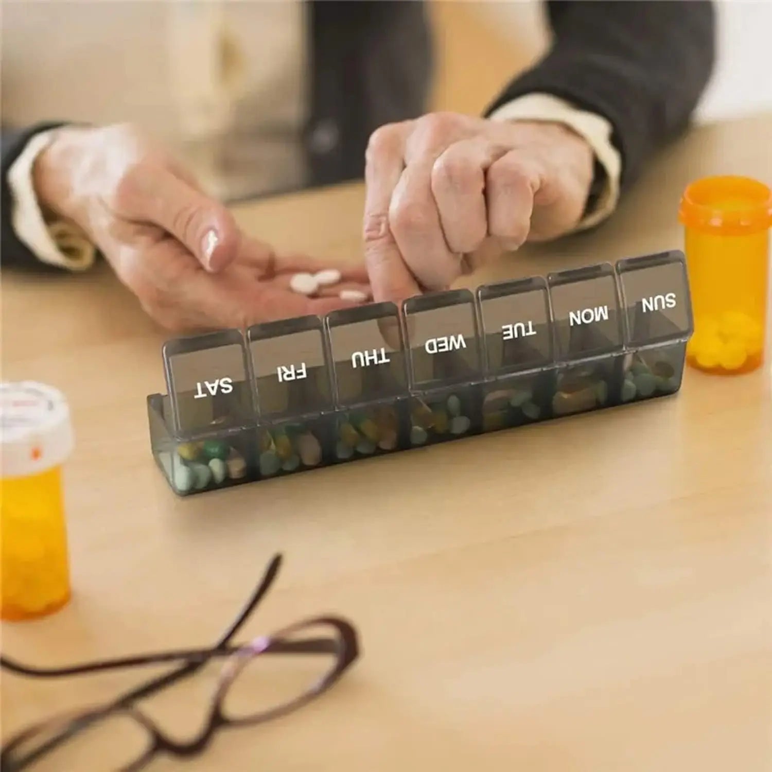 7 Day Weekly Pill Organizer Tablet Medicine Storage Case 2 Pack - 3