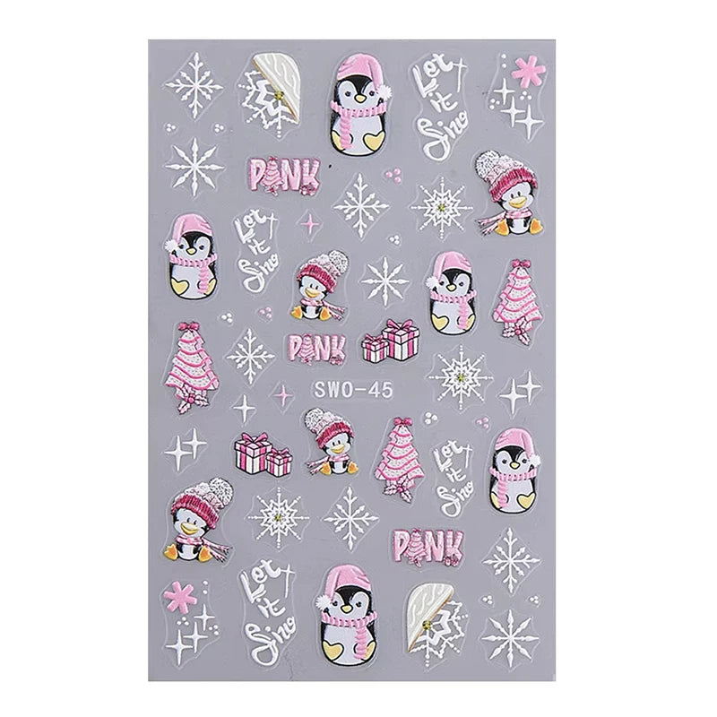 Christmas Nail Stickers Cartoon Snowman Decals Manicure Art - 8