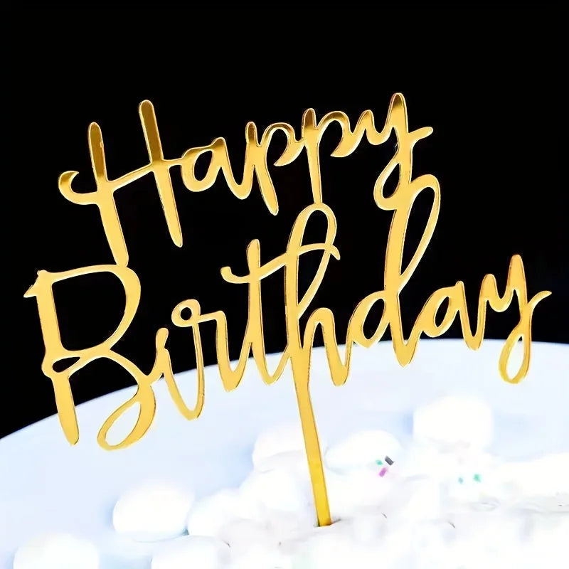 Happy Birthday Cake Topper Set Acrylic Party Dessert Decoration Supplies