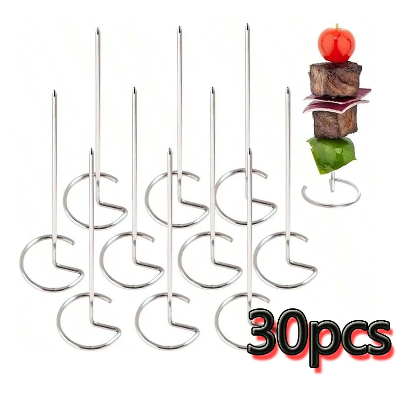 Stainless Steel Kabob Skewers Reusable BBQ Grilling Sticks Set