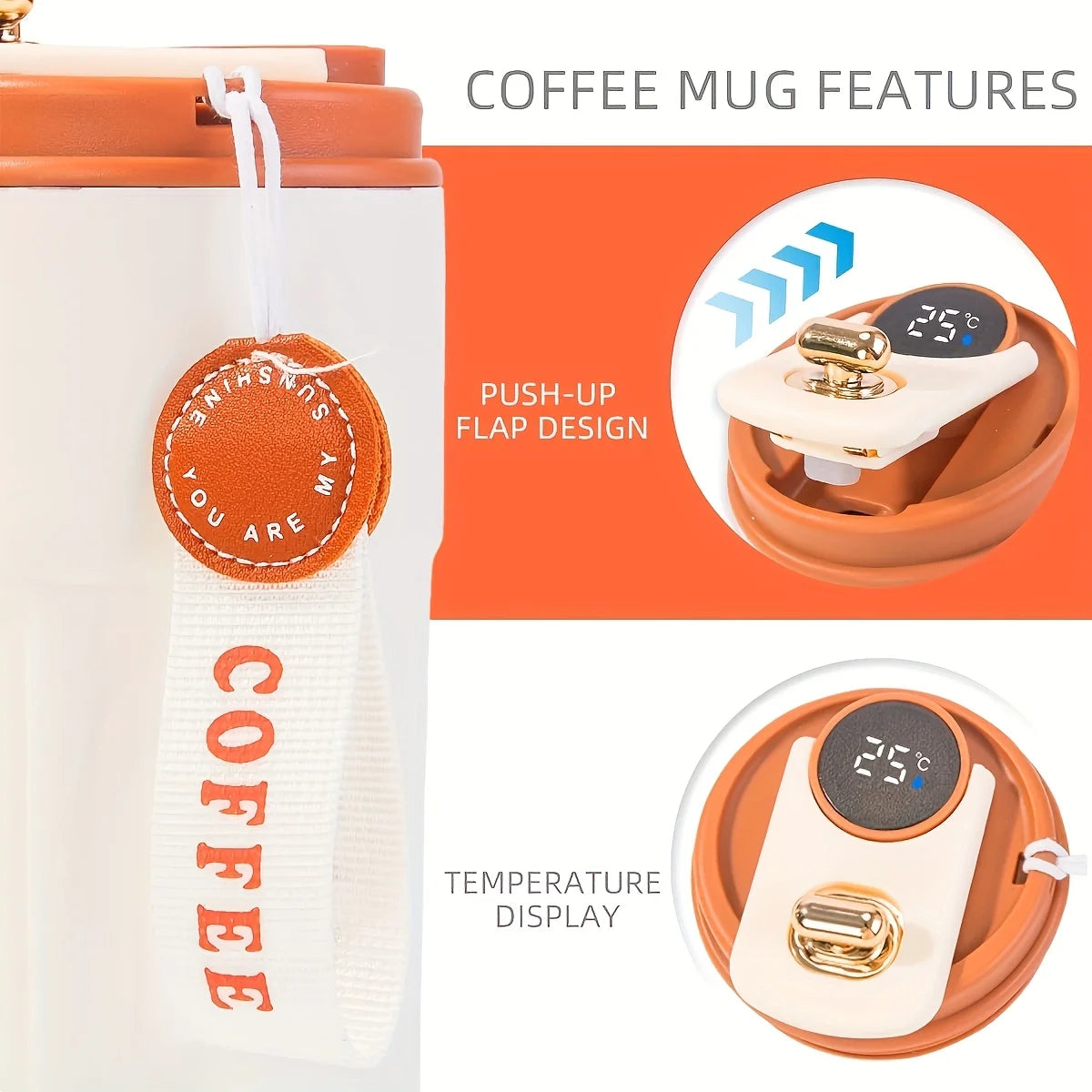 Smart Stainless Steel Coffee Mug with LED Temperature Display Travel Flask - 4