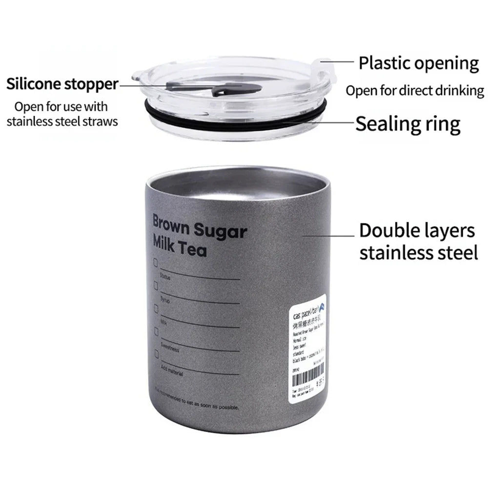 600ml Stainless Steel Coffee Mug Insulated Travel Tumbler with Straw