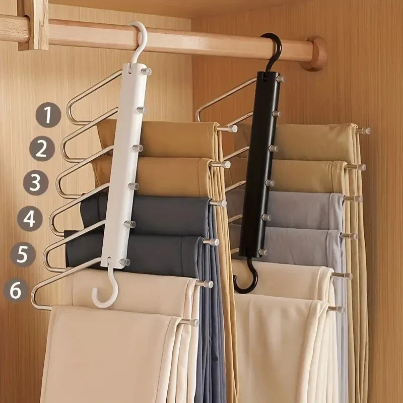 5-Layer Folding Pants Hanger Space Saving Closet Trouser Rack