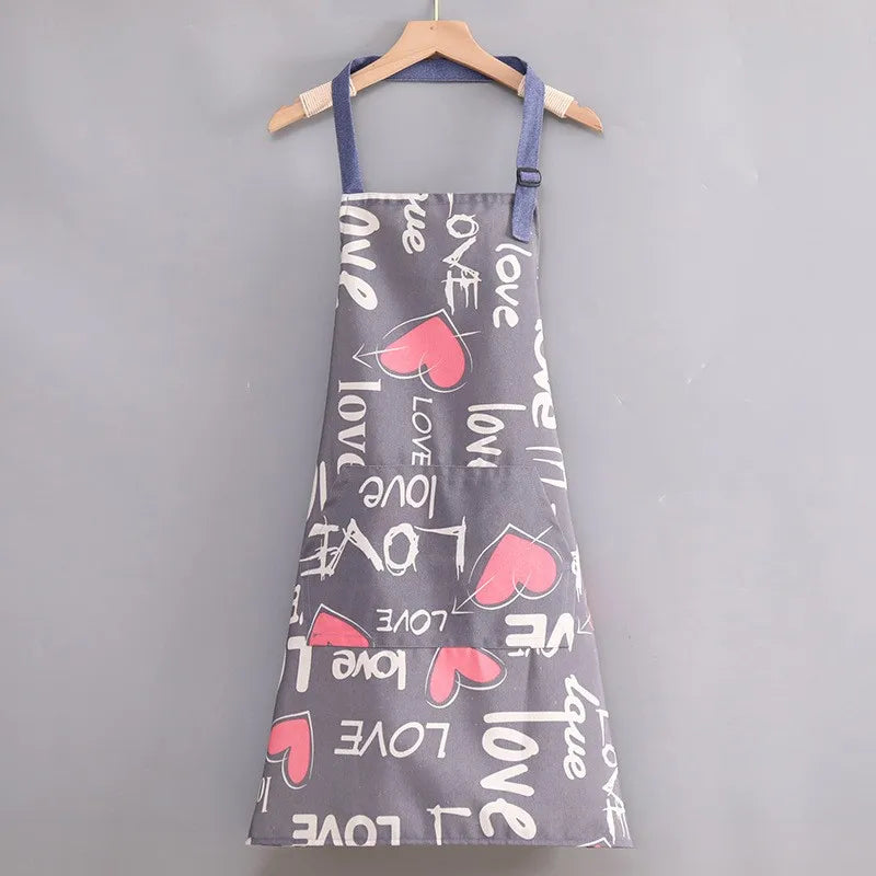 Floral Kitchen Apron Waterproof Oil-Proof Gardening Bib for Cooking