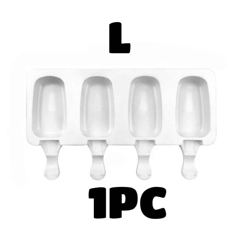 Silicone Ice Cream Mold 4-Hole DIY Popsicle Maker Tray with Sticks - 18