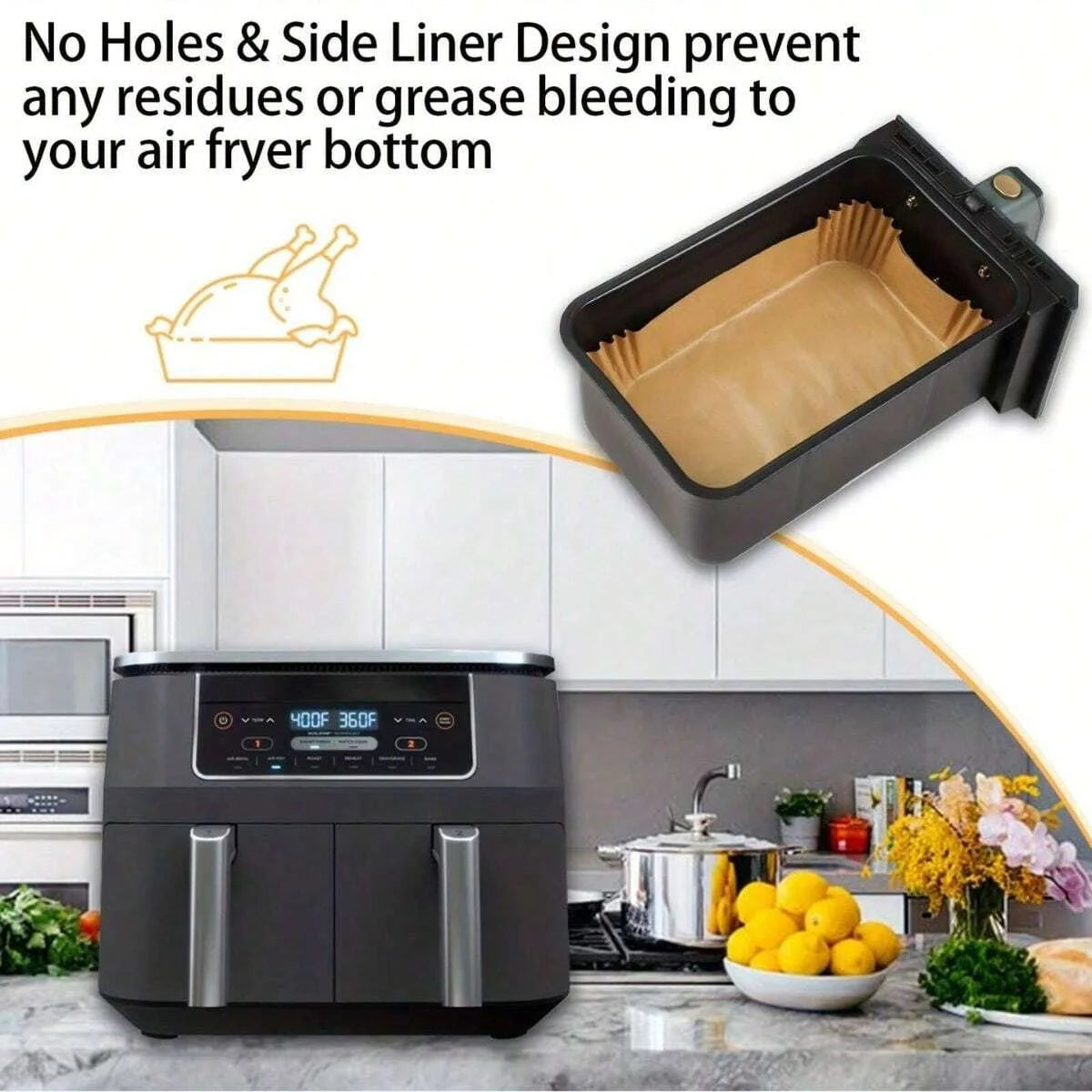 Disposable Air Fryer Parchment Paper Liners Non-Stick Baking Sheets