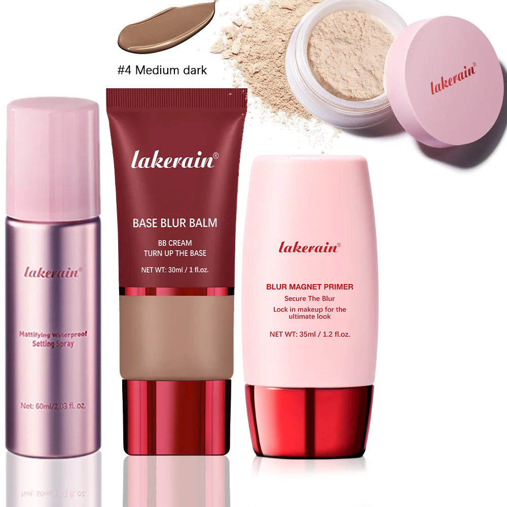 Ultimate Makeup Setting Spray Powder Primer Blur Balm Set - 36