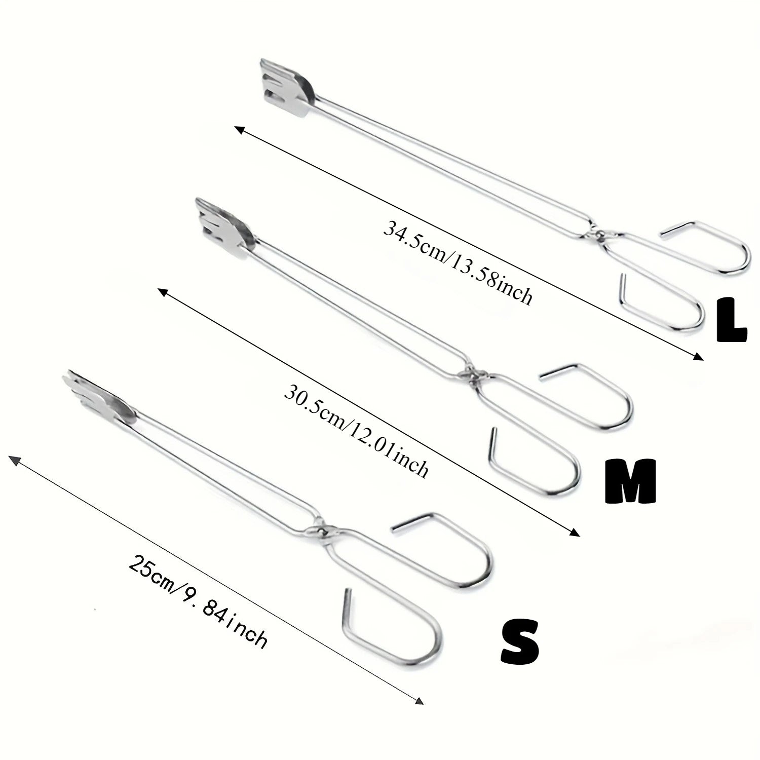 3Pcs Stainless Steel BBQ Scissor Tongs Kitchen Food Grill Clamps - 6