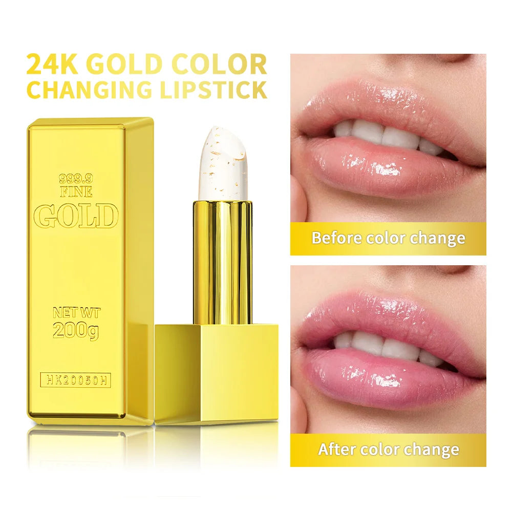 24K Gold Color Changing Lipstick & Moisturizing Lip Balm